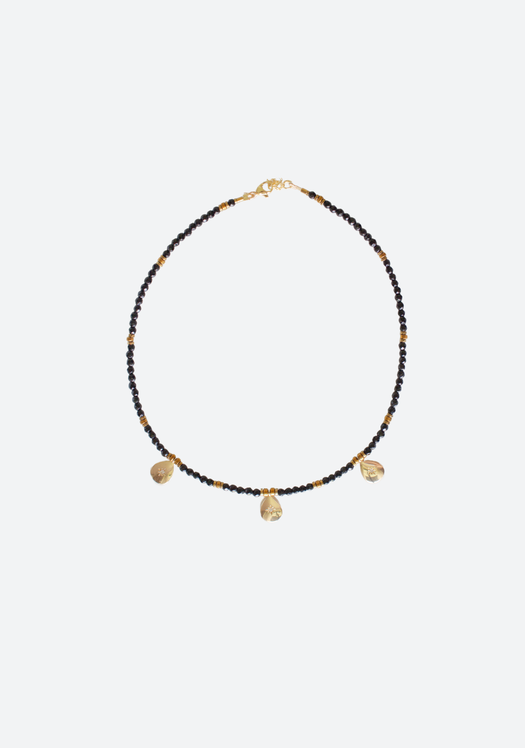 Black Rondelle Tear Drop Pendant