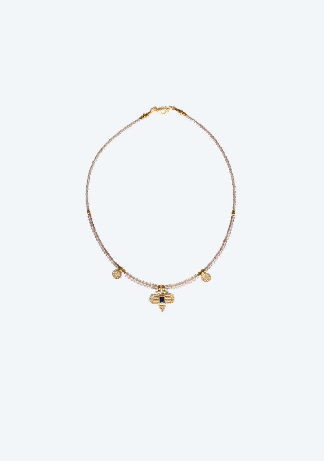 Smoky Quartz Keira Necklace with Aztec Pendant