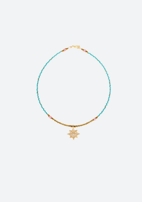 Keira Necklace with North Star Pendant in Turquoise