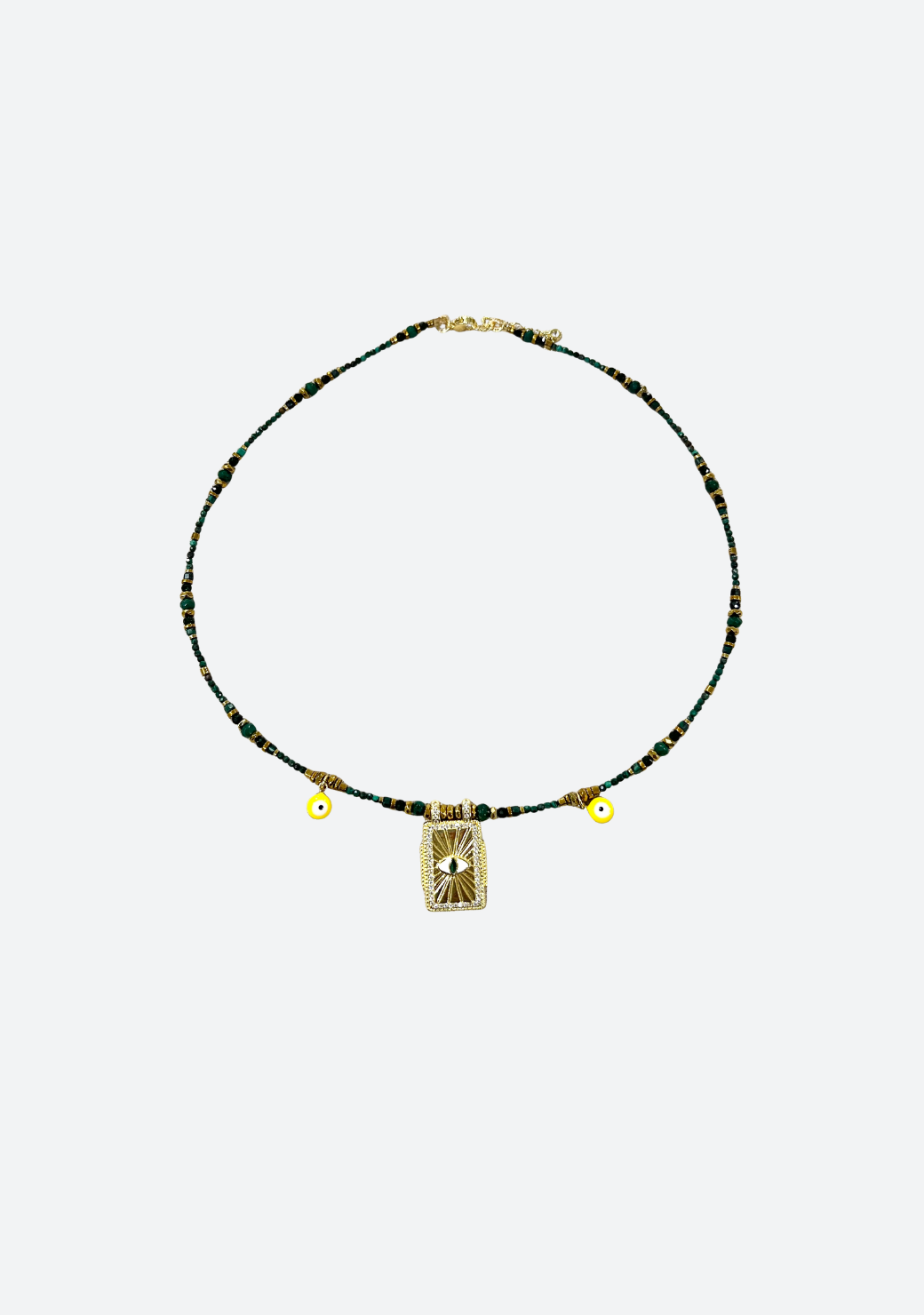 Green Quartz Triple Charms Necklace