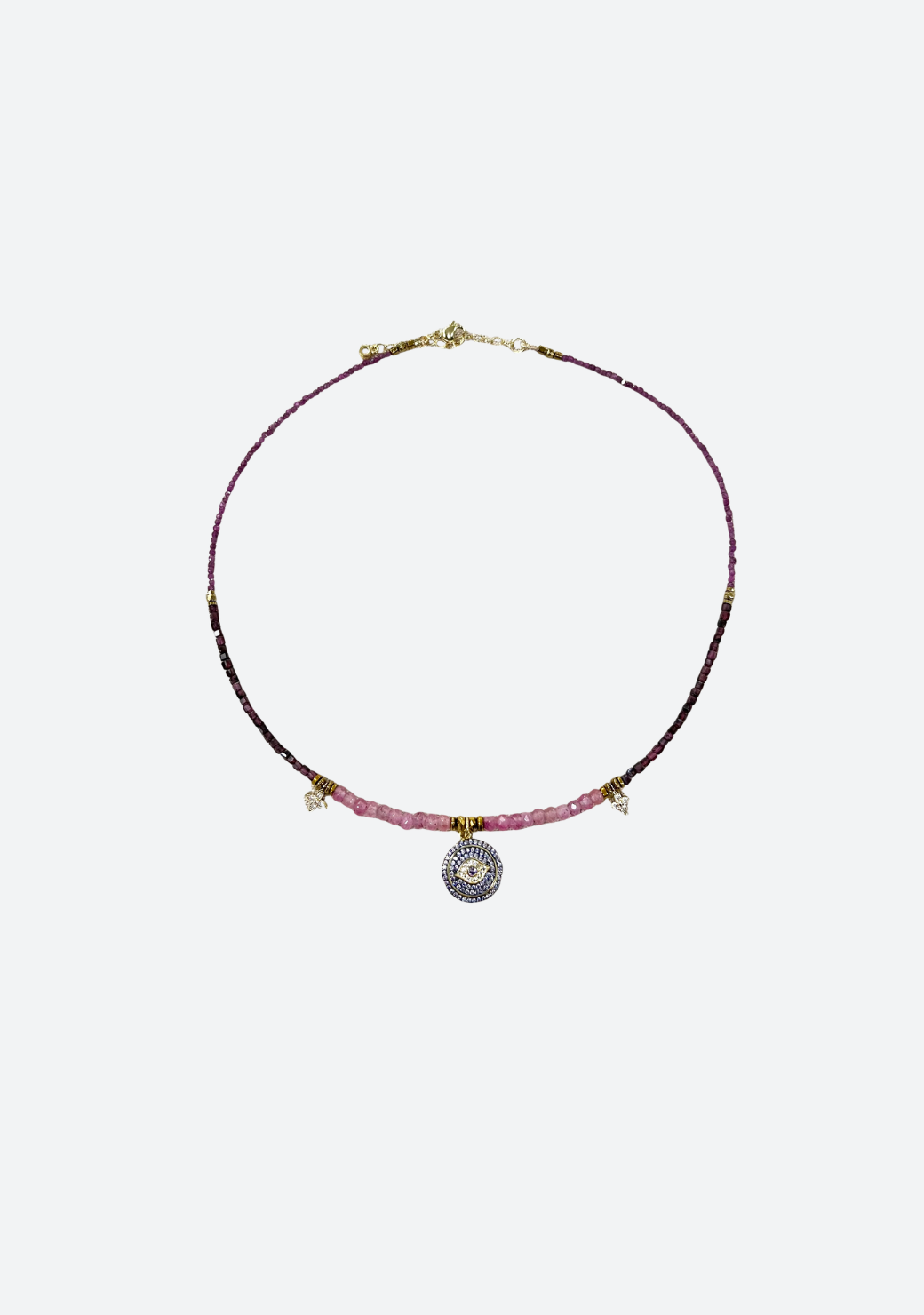 Pink Stones with Triple Charms Necklace