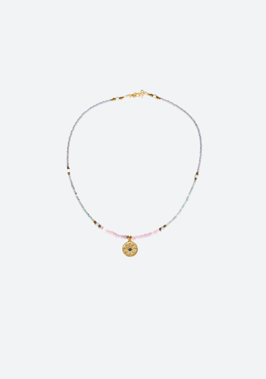 Aquamarine Keira Necklace with Sun Disc