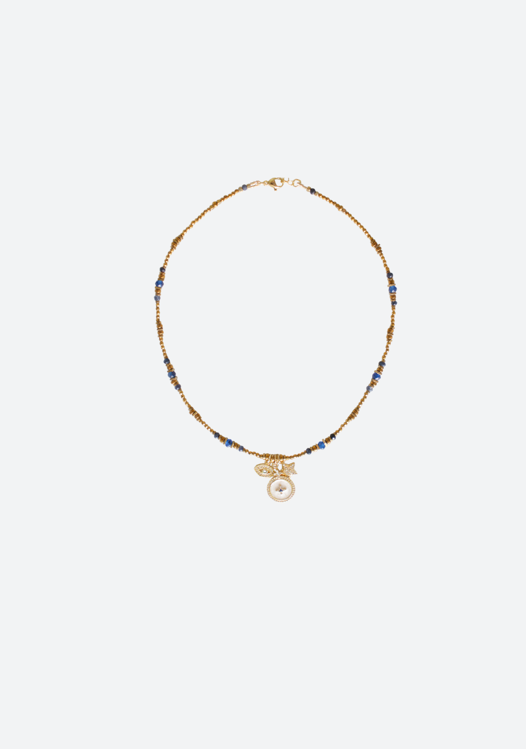 Gold Keira Necklace with Triple Charm