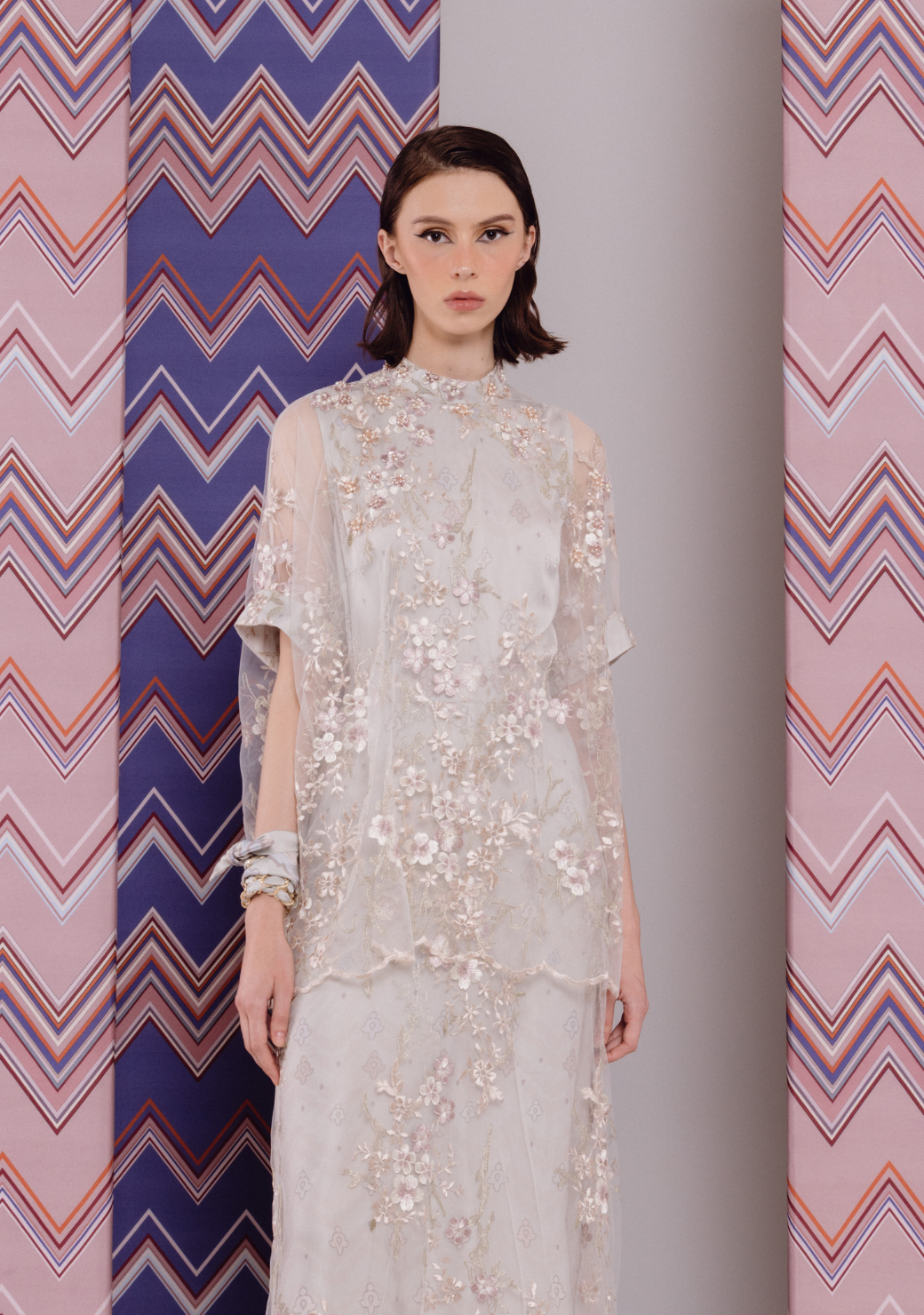 Embroidery Tulle Blouse