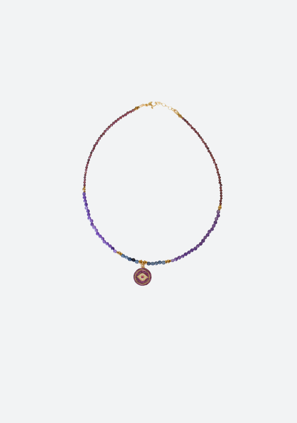 Purple Keira Necklace with Pink Pave Eye Disc