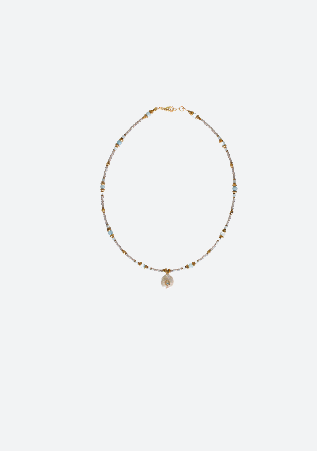 Smoky Quartz Keira Necklace with Fresh Water Pearl