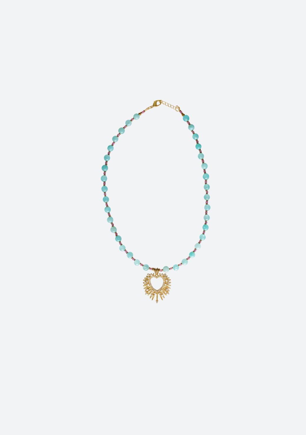 Blue Sphere Necklace with Heart Pendant