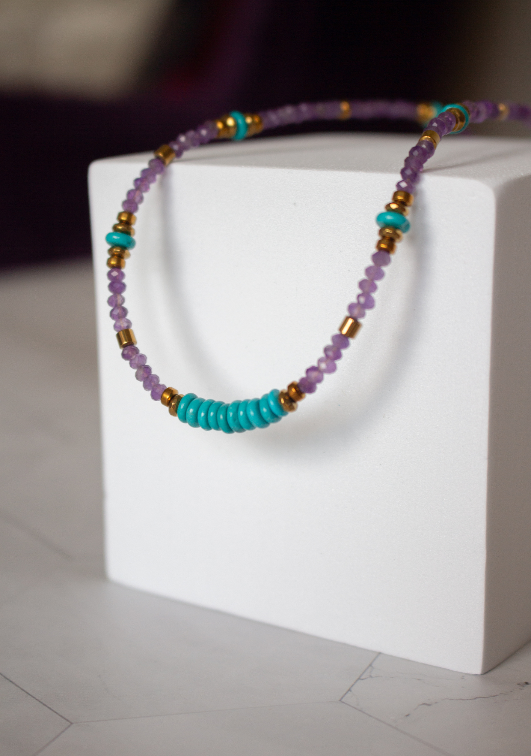 Purple Rondelle Necklace