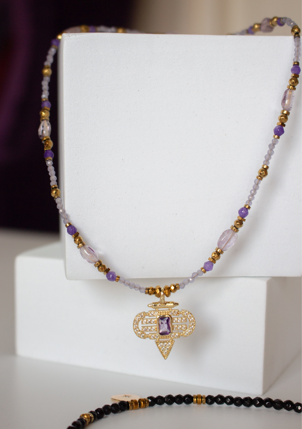 Amethyst Keira Necklace with Aztec Pendant