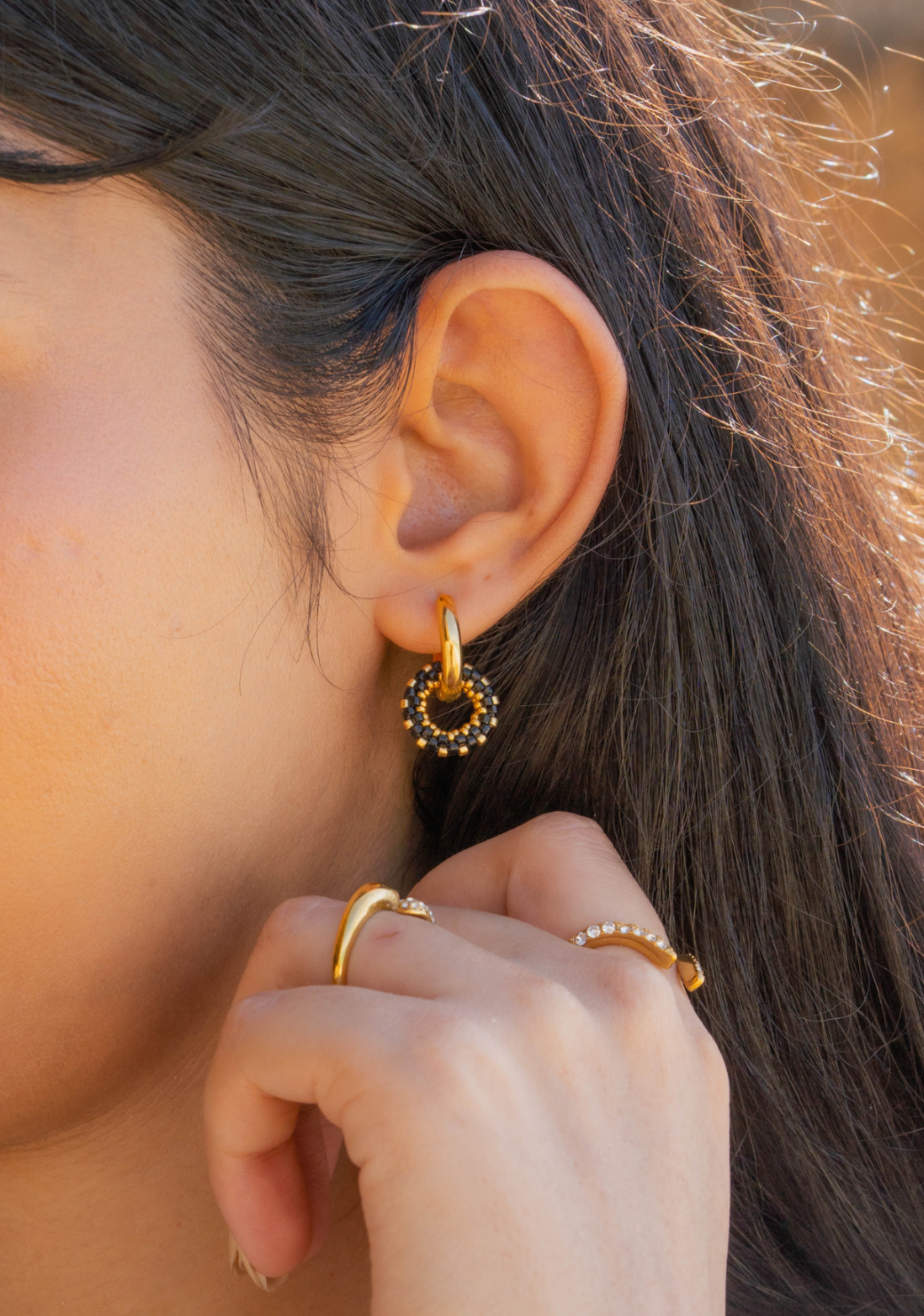 Beaded Uzuri Round Earrings