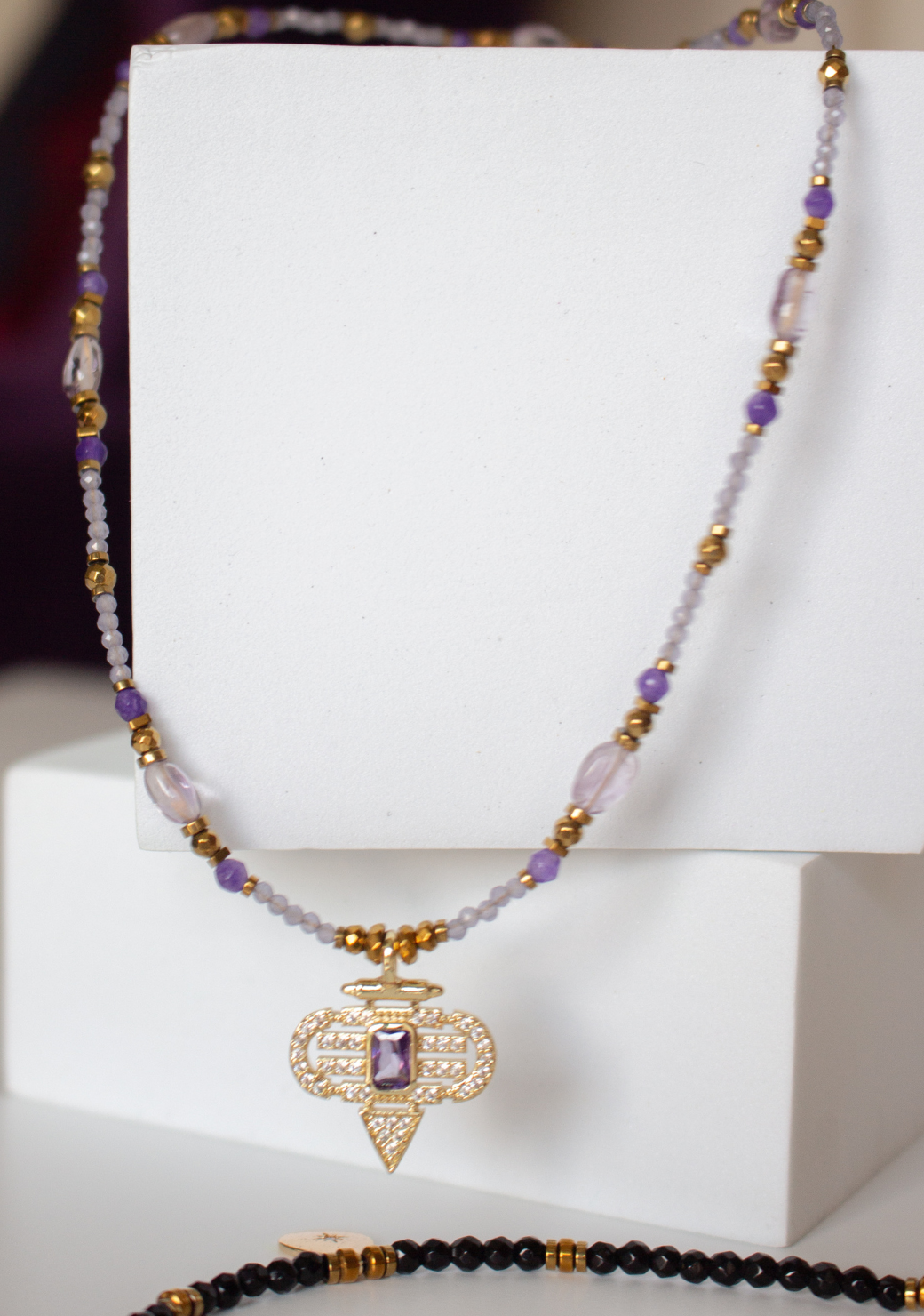 Amethyst Keira Necklace with Aztec Pendant