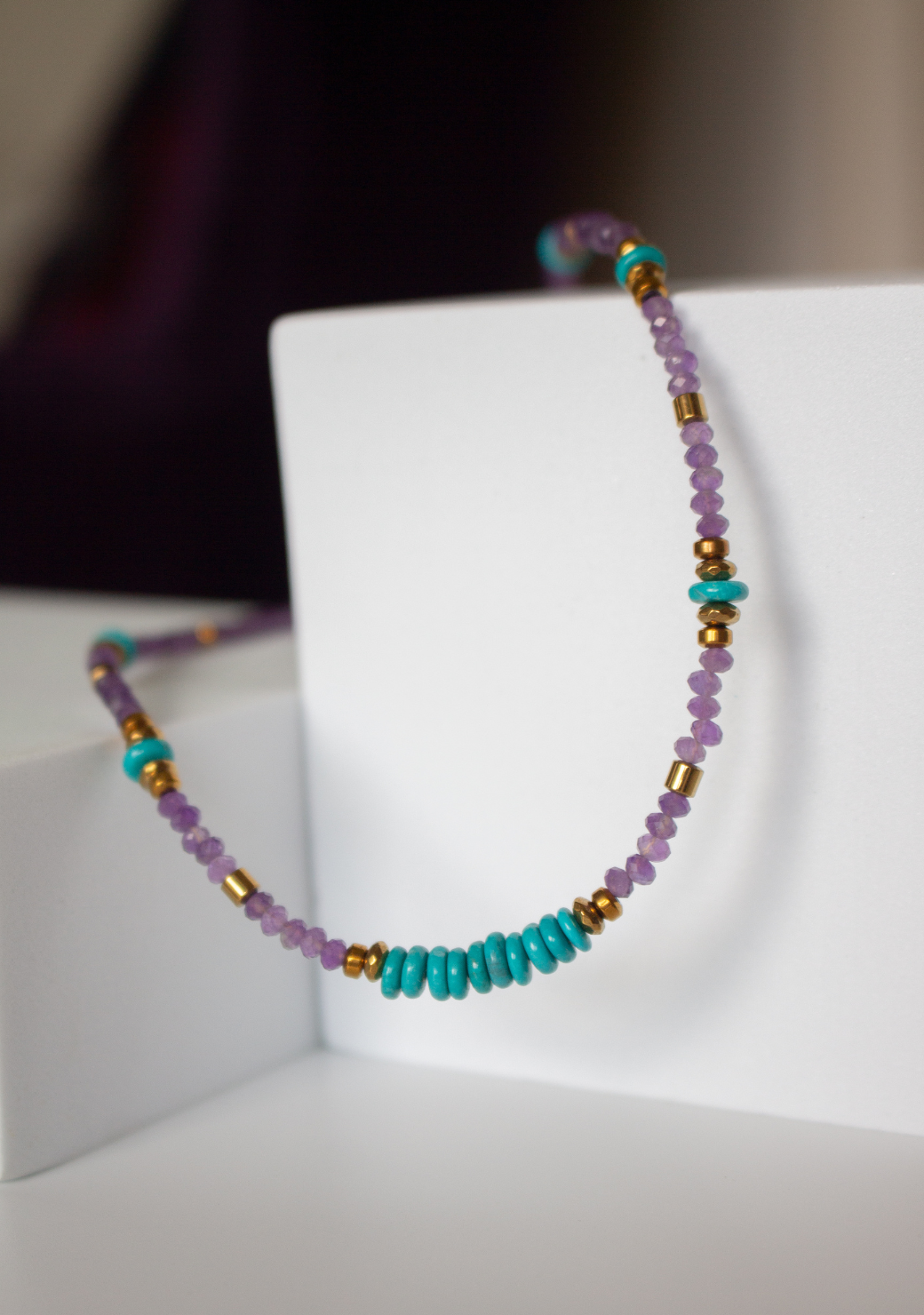 Purple Rondelle Necklace