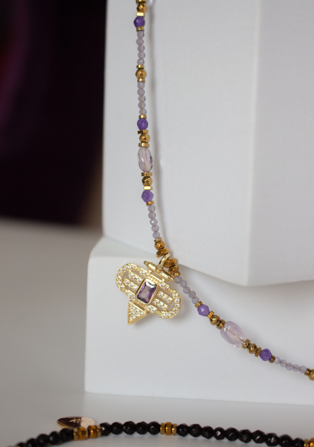 Amethyst Keira Necklace with Aztec Pendant