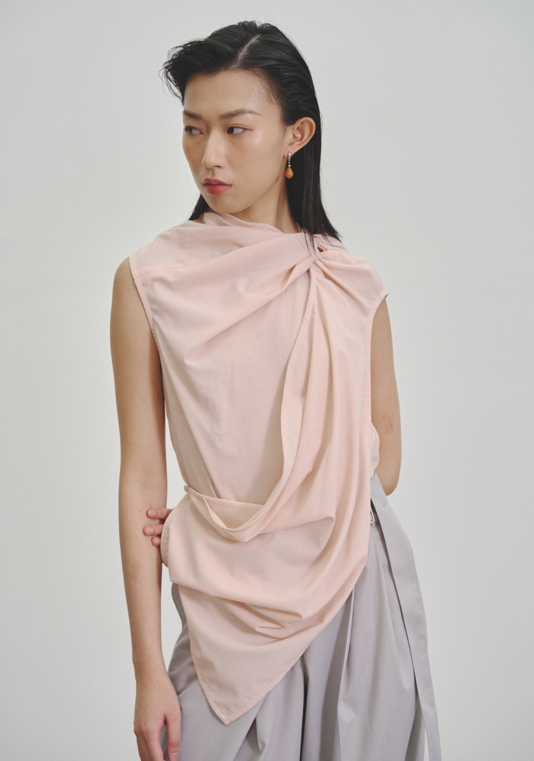 Twisted Knot Tunic with Shawl Lapel