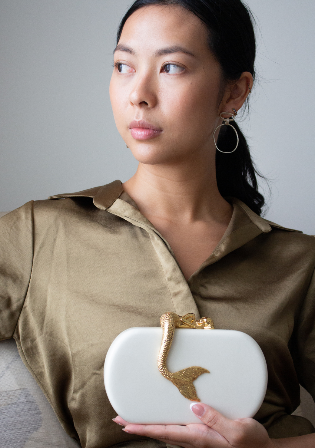 Siren Minaudière in White Parchment