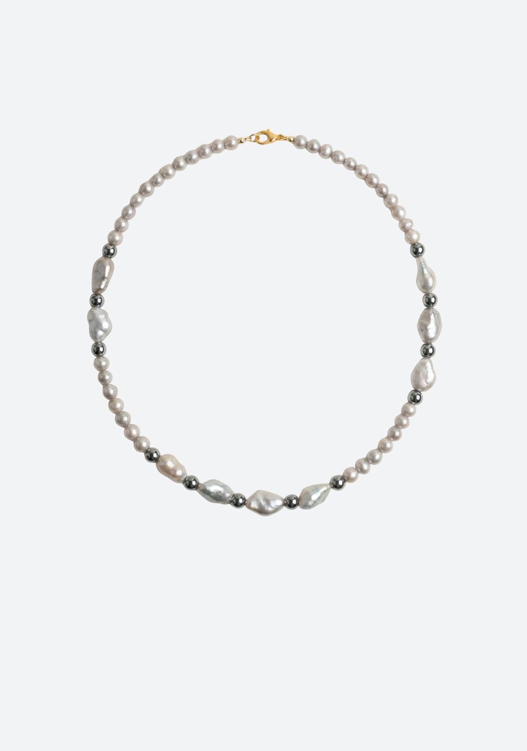 Side Baroque Dyed Gray Pearl Necklace