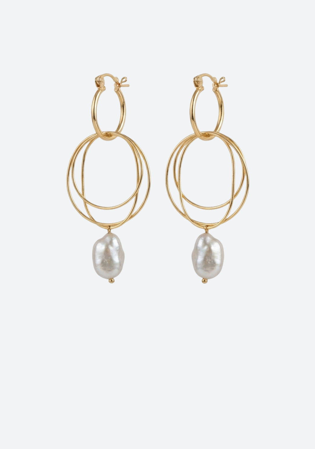 Large Gray Coin Pearl Earrings