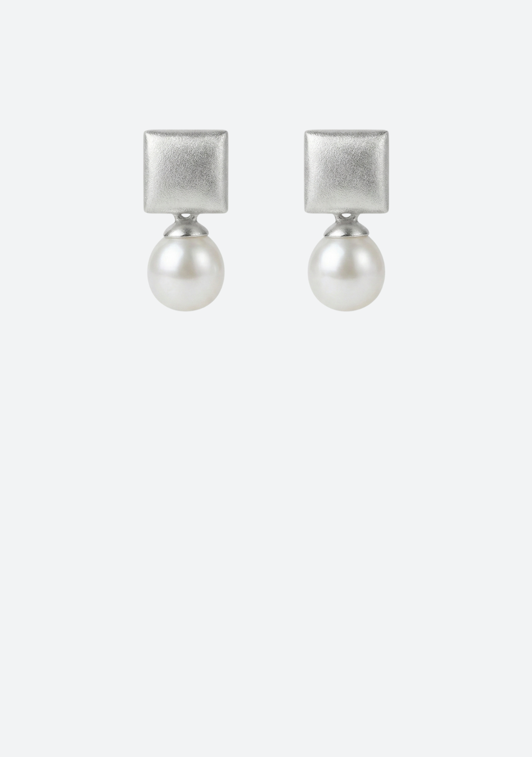 Small White Egg Pearl Drops on Square Studs