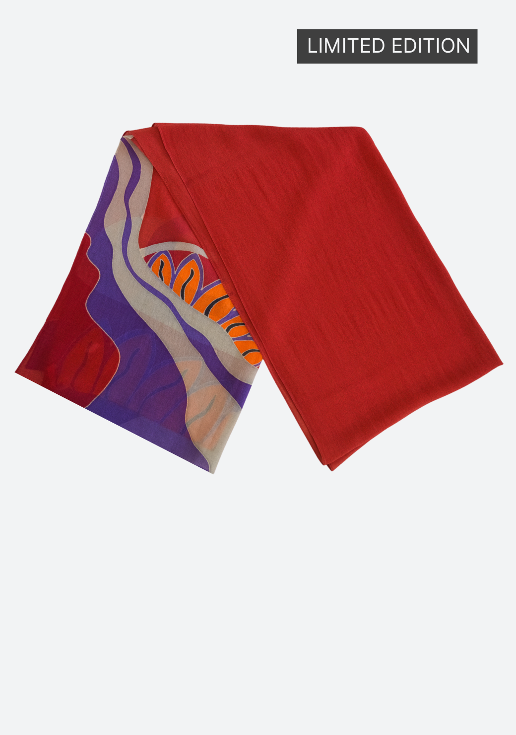 Batik Chiffon Silk Shawl in Maroon