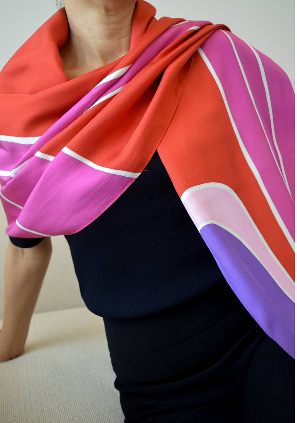 Batik Twill Silk Shawl in Red