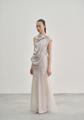 Twisted Knot Tunic with Shawl Lapel