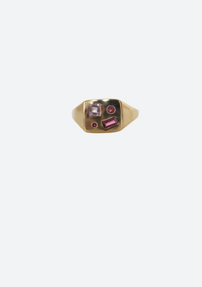 Mixed Stone Square Signet Ring