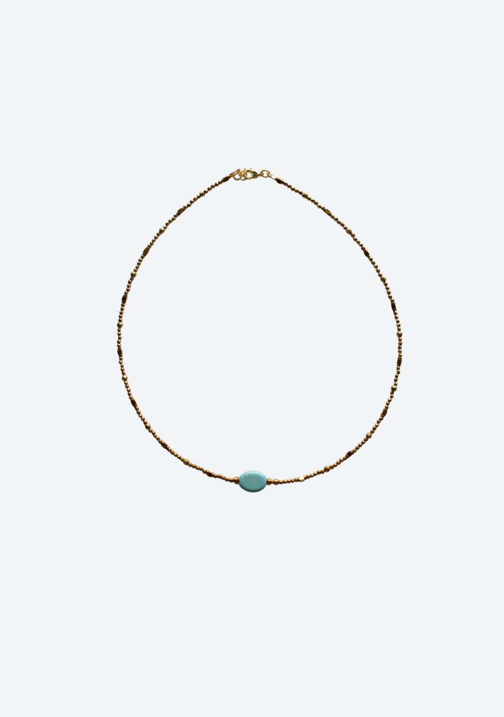 Ethereal Necklace in Mix Gold Hematite with Turquoise Centre