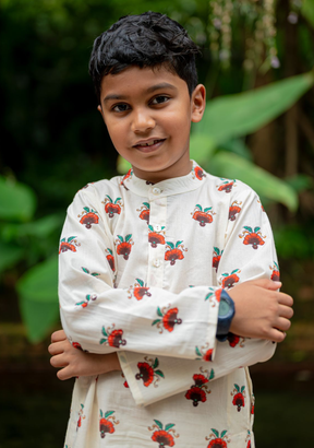 Rosa Boys Cotton Kurta Pajama Set in Off White