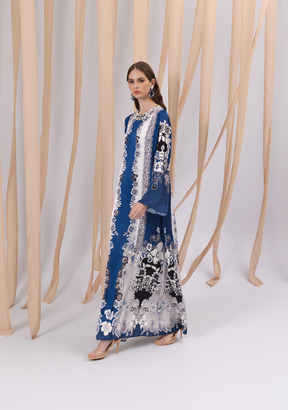 Gendis Satin Maxi Dress in Navy