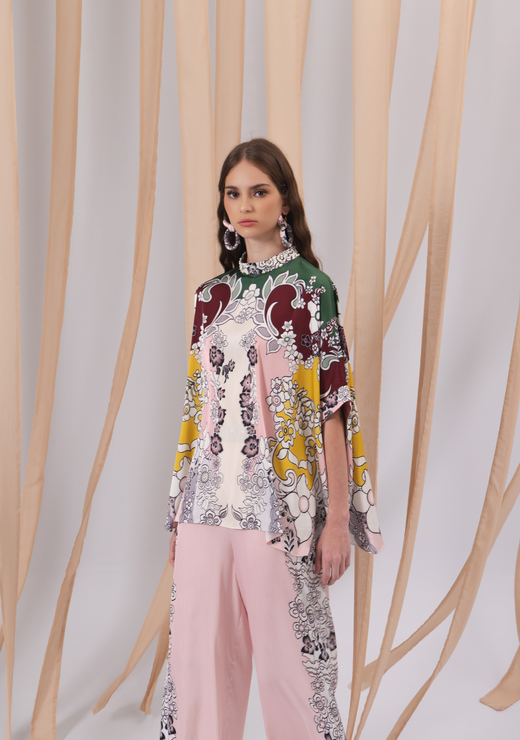 GENDIS Satin Oversized Blouse in Pink