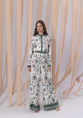 Rana Satin Pants in Pine