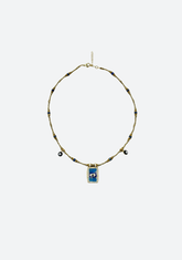 Gold Hematite with Blue Eye Triple Charm Necklace