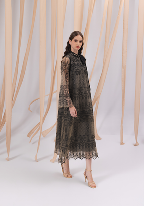 Brocade Midi Dress in Black