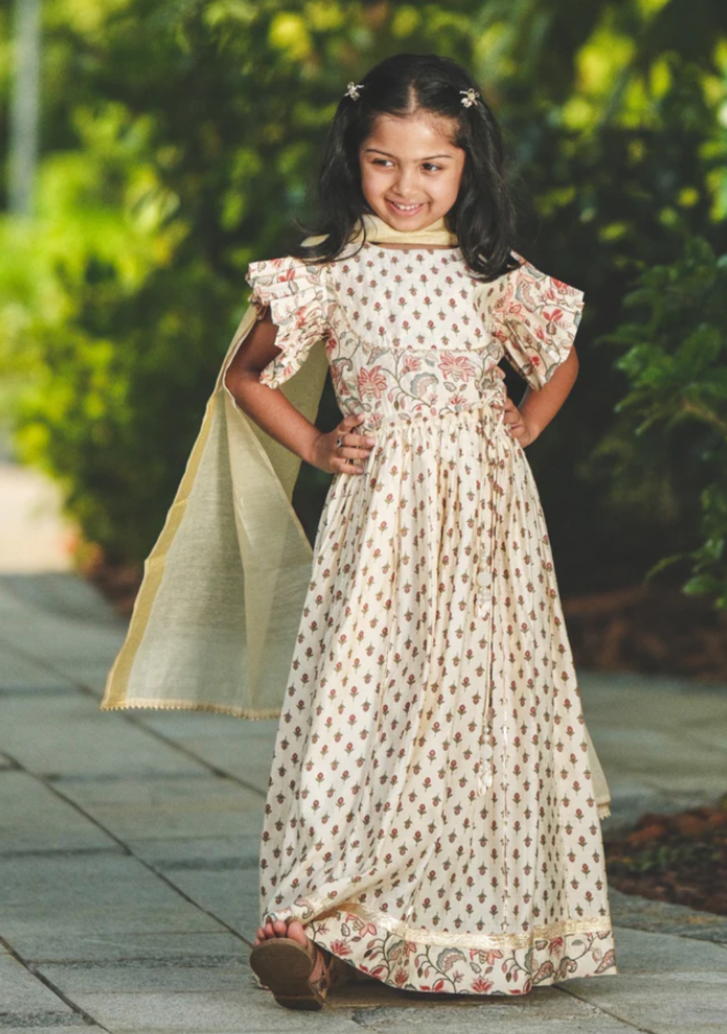 Nia Girls Lehenga Choli Skirt and Top in Muslin Cotton