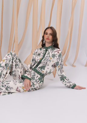 Rana Satin Shirt in Pine