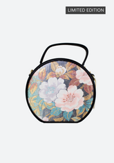 Round Leather Obi Silk Handbag