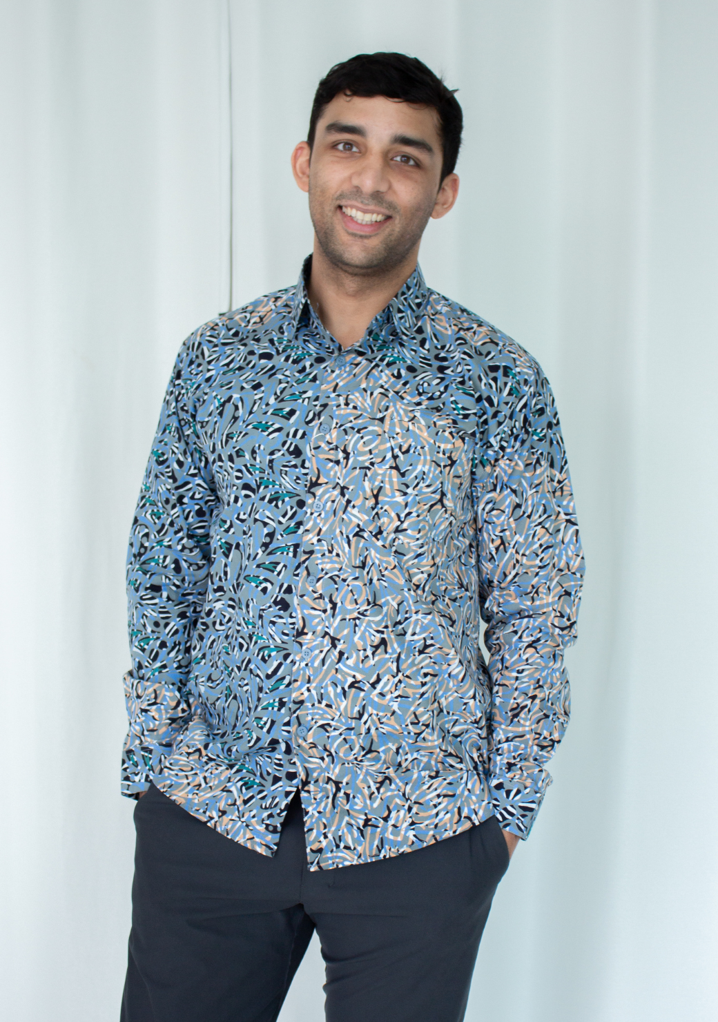 Long Sleeve Casual Cap Batik Shirt