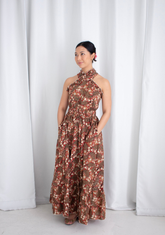 Emma Dress in Brown Batik