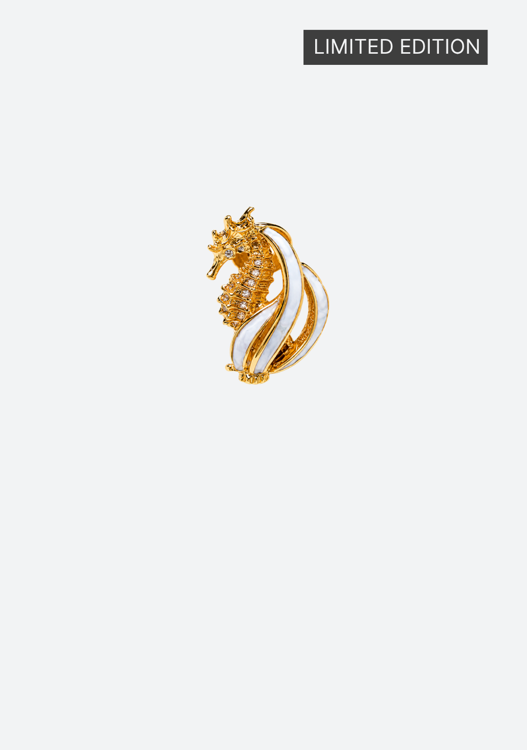 Triton's Brooch - Sea Horse in White Cabebe