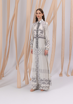 ANANTA Satin Midi-blouse in Black & White