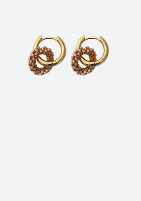 Beaded Rose Round Earrings