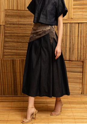 Denim Skirt with Lawa Scarf