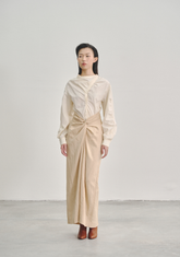 Twisted Knot Maxi Skirt in Chamomile