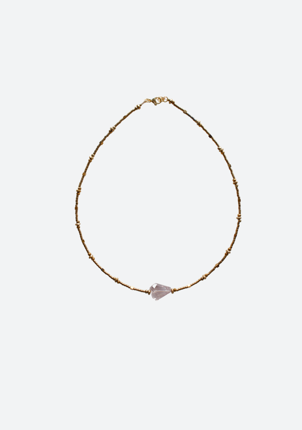 Ethereal Necklace in Smooth Gold Hematite with Amethyst Centre