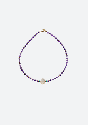 Ethereal Necklace in Smooth Purple Agate with Citrine Centre