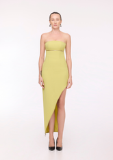 Tube Dress with Cutout Slit in Green