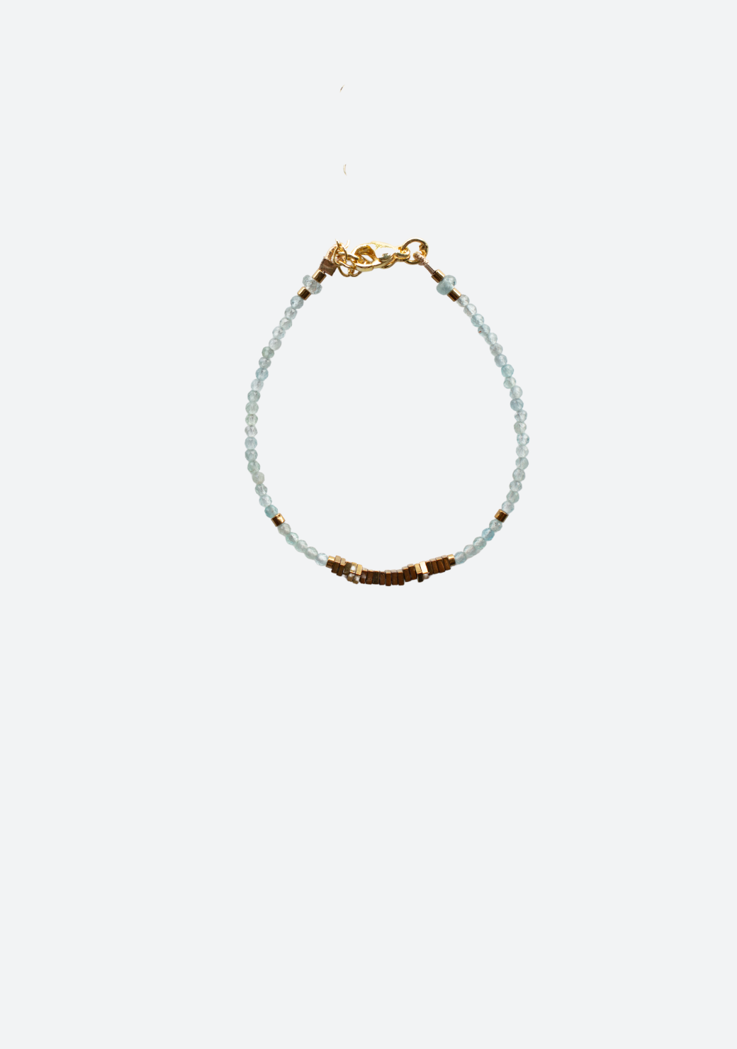 Blue Agate Bracelet with Gold Hematite Centre