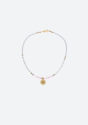 Aquamarine Keira Necklace with Sun Disc