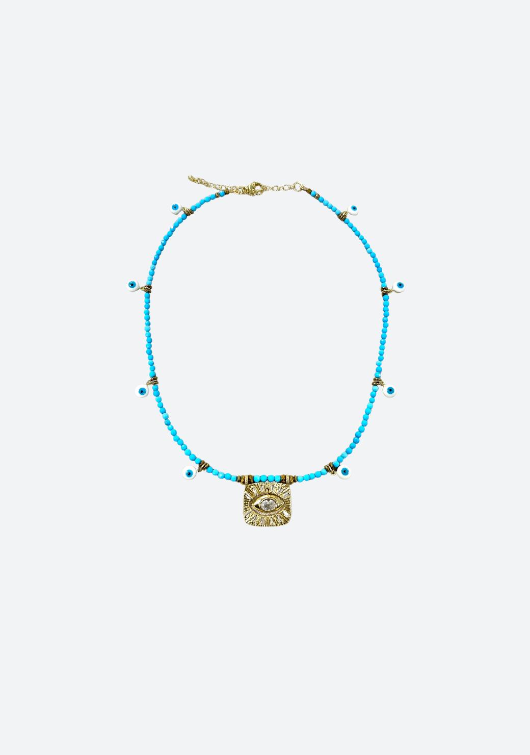 Turquoise with Multi Eye Charms Necklace
