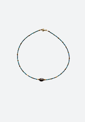 Ethereal Necklace in Blue Apatite with Smoky Quartz Centre